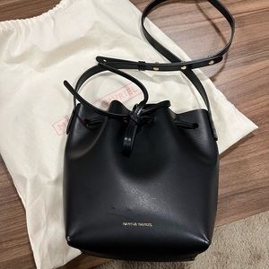 mansur gavriel mini mini bucket bag in black flamma gold hardware crossbody